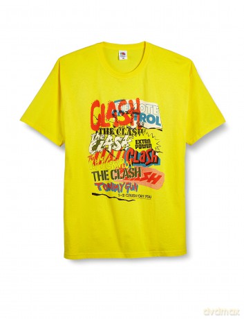 Clash - The: The Clash Unisex T-Shirt: Singles Collage Text (Yellow) (XX-Large)