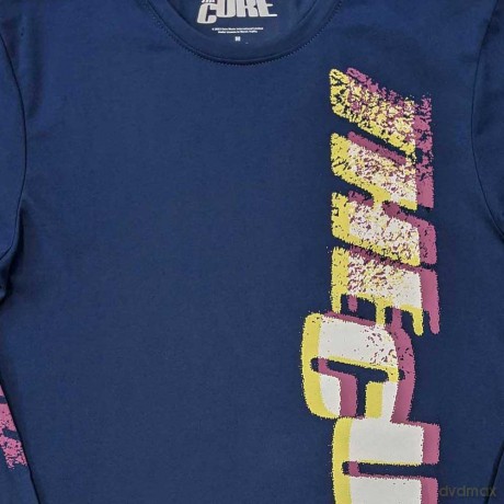 Cure - The: The Cure Unisex Long Sleeve T-Shirt: Glitched Logo (Denim Blue) (Sleeve Print) (X-Large)