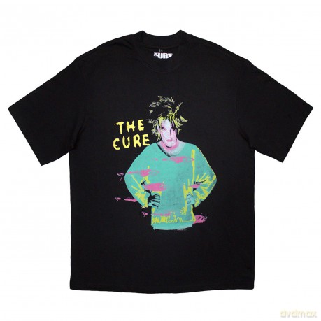 Cure - The: The Cure Unisex Oversized Boxy T-Shirt: Beach Party Tour '86 (Black) (Back Print) (Medium)
