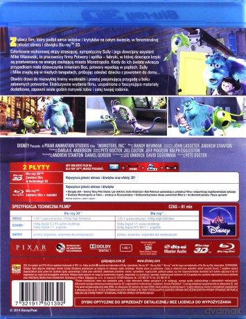 Potwory i spółka 3D (Disney Pixar) [Blu-Ray]+[Blu-ray 3D]
