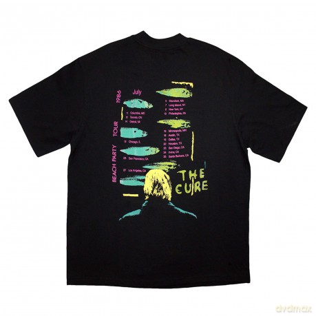 Cure - The: The Cure Unisex Oversized Boxy T-Shirt: Beach Party Tour '86 (Black) (Back Print) (X-Large)