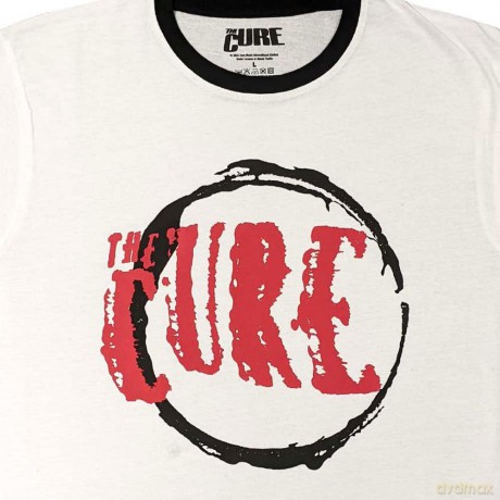 Cure - The: The Cure Unisex Ringer T-Shirt: Circle Logo (White) (Medium)