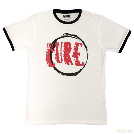 Cure - The: The Cure Unisex Ringer T-Shirt: Circle Logo (White) (Small)