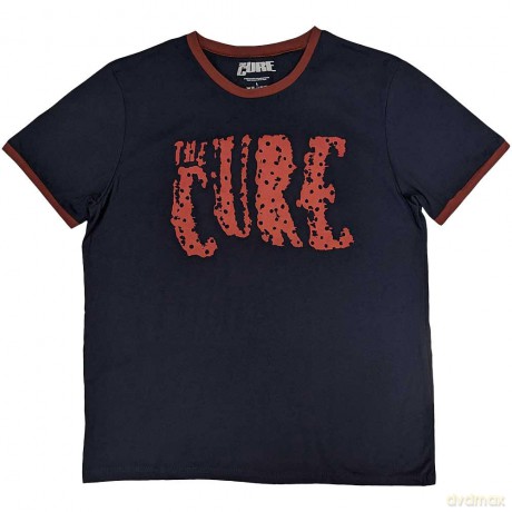 Cure - The: The Cure Unisex Ringer T-Shirt: Logo (Navy Blue) (Large)