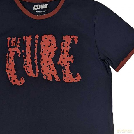 Cure - The: The Cure Unisex Ringer T-Shirt: Logo (Navy Blue) (Large)