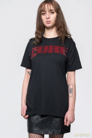 Cure - The: The Cure Unisex T-Shirt: Logo (Black) (Embellished) (Medium)