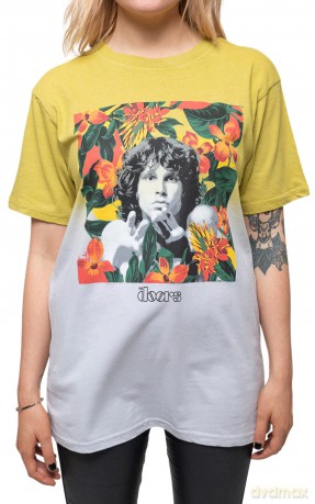 Doors - The: The Doors Unisex T-Shirt: Floral Square (Yellow) (Wash Collection) (Medium)