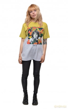 Doors - The: The Doors Unisex T-Shirt: Floral Square (Yellow) (Wash Collection) (Small)