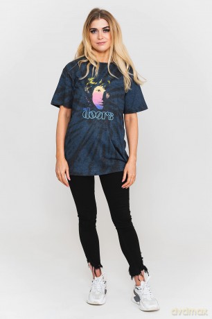Doors - The: The Doors Unisex T-Shirt: Jim Halftone Gradient (Blue) (Wash Collection) (Large)