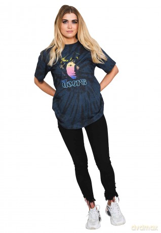 Doors - The: The Doors Unisex T-Shirt: Jim Halftone Gradient (Blue) (Wash Collection) (Small)