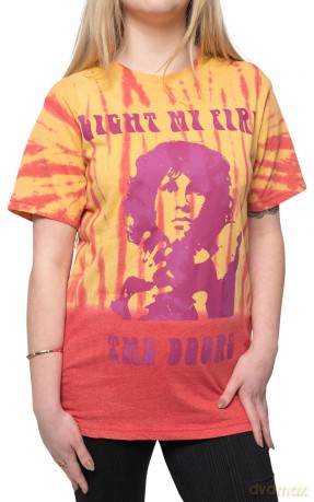 Doors - The: The Doors Unisex T-Shirt: Light My Fire (Orange) (Wash Collection) (Small)