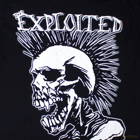 The Exploited: Unisex T-Shirt: Mohican Skull (Black) (Back Print) (Large)