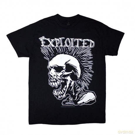 The Exploited: Unisex T-Shirt: Mohican Skull (Black) (Back Print) (Medium)