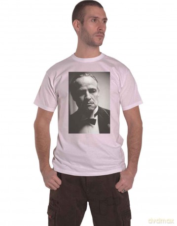 Godfather - The: The Godfather Unisex T-Shirt: Brando B&W (White) (Back Print) (Small)