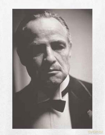 Godfather - The: The Godfather Unisex T-Shirt: Brando B&W (White) (Back Print) (Small)