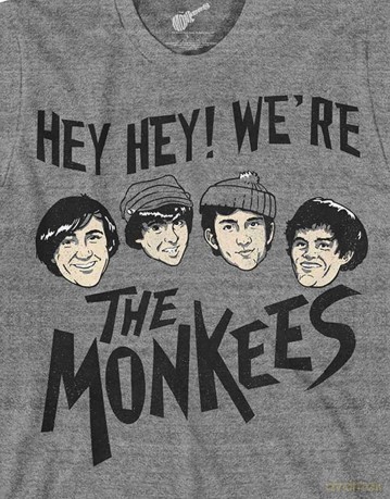 Monkees - The: The Monkees Unisex T-Shirt: Hey Hey! (Grey) (Large)