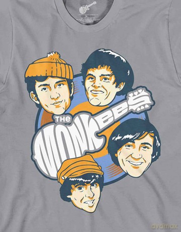 Monkees - The: The Monkees Unisex T-Shirt: Vinyl Heads (Grey) (Large)