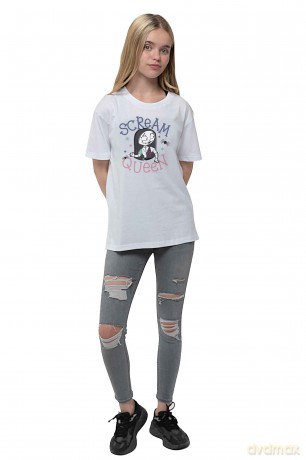 Nightmare Before Christmas - The: The Nightmare Before Christmas Kids Girls T-Shirt: Scream Queen (White) (3-4 Years)