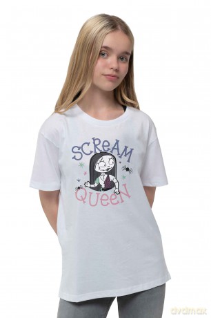 Nightmare Before Christmas - The: The Nightmare Before Christmas Kids Girls T-Shirt: Scream Queen (White) (9-10 Years)