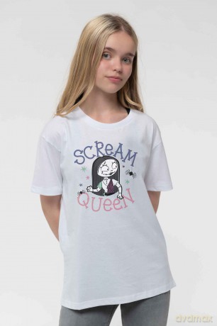 Nightmare Before Christmas - The: The Nightmare Before Christmas Kids Girls T-Shirt: Scream Queen (White) (9-10 Years)