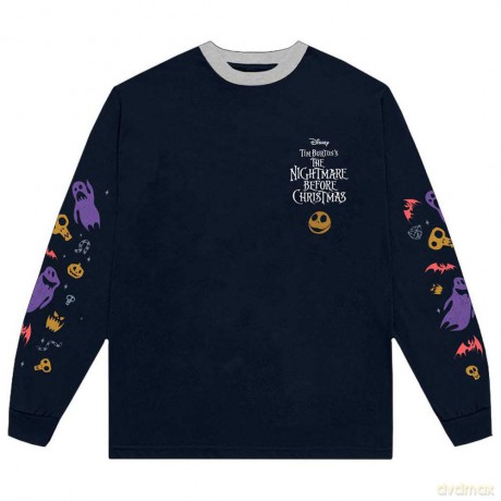 Nightmare Before Christmas - The: The Nightmare Before Christmas Unisex Long Sleeve T-Shirt: Ghouls (Navy Blue) (Embellished) (Large)