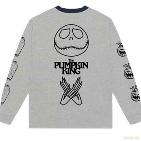 Nightmare Before Christmas - The: The Nightmare Before Christmas Unisex Long Sleeve T-Shirt: Pumpkin King (Grey) (Back Print) (Medium)