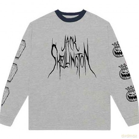 Nightmare Before Christmas - The: The Nightmare Before Christmas Unisex Long Sleeve T-Shirt: Pumpkin King (Grey) (Back Print) (X-Large)