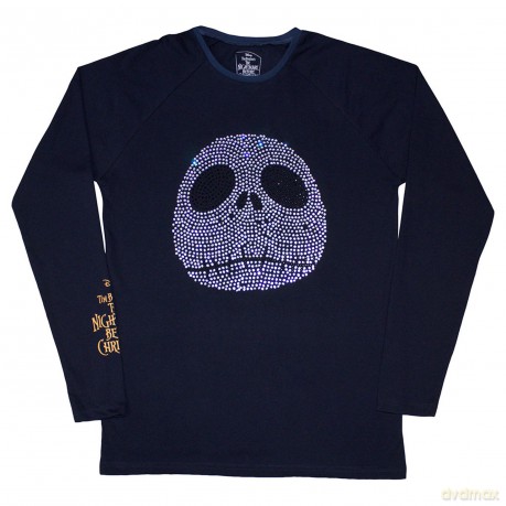 Nightmare Before Christmas - The: The Nightmare Before Christmas Unisex Long Sleeve T-Shirt: Rhinestone Jack (Navy Blue) (Embellished) (Large)