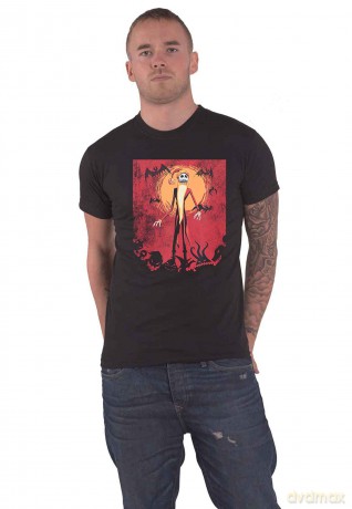Nightmare Before Christmas - The: The Nightmare Before Christmas Unisex T-Shirt: Jack Orange Sun (Black) (Medium)
