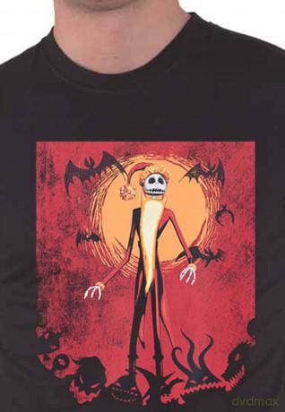 Nightmare Before Christmas - The: The Nightmare Before Christmas Unisex T-Shirt: Jack Orange Sun (Black) (Medium)