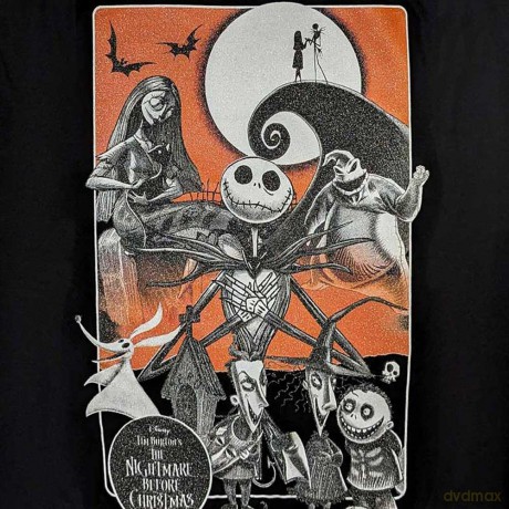 Nightmare Before Christmas - The: The Nightmare Before Christmas Unisex T-Shirt: Orange Moon (Black) (Embellished) (Medium)