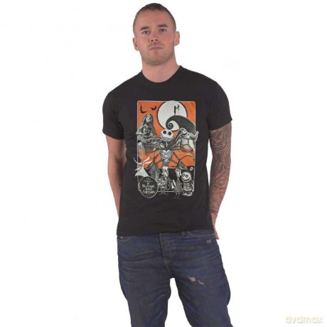 Nightmare Before Christmas - The: The Nightmare Before Christmas Unisex T-Shirt: Orange Moon (Black) (Embellished) (Small)