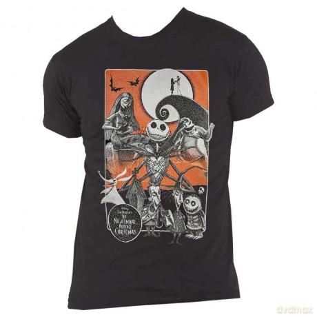 Nightmare Before Christmas - The: The Nightmare Before Christmas Unisex T-Shirt: Orange Moon (Black) (Embellished) (Small)