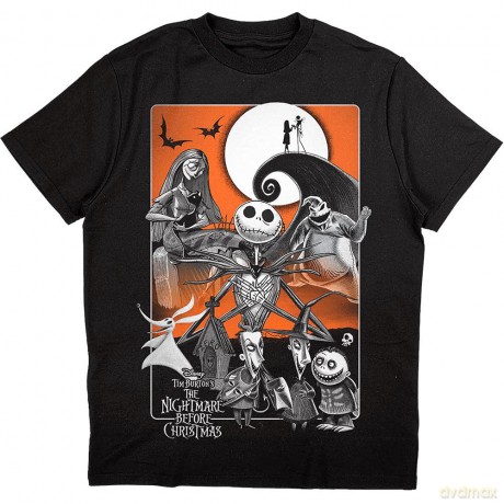 Nightmare Before Christmas - The: The Nightmare Before Christmas Unisex T-Shirt: Orange Moon (Black) (X-Large)