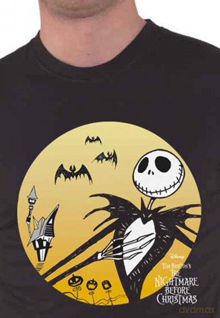 Nightmare Before Christmas - The: The Nightmare Before Christmas Unisex T-Shirt: Sunset Jack (Black) (Large)
