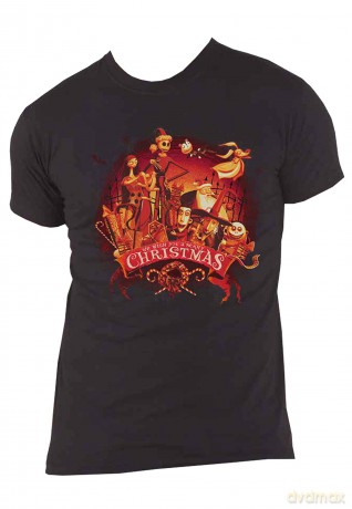 Nightmare Before Christmas - The: The Nightmare Before Christmas Unisex T-Shirt: We Wish You A Scary Christmas (Black) (Small)