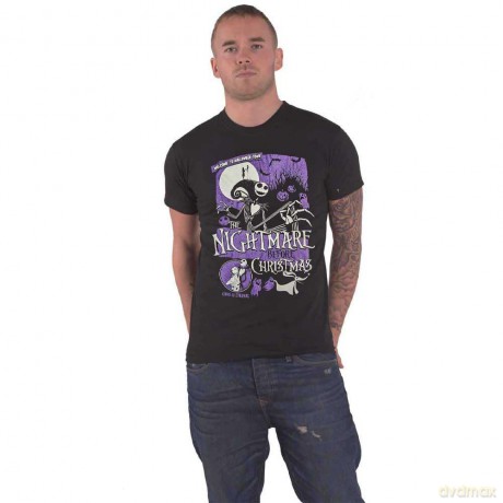 Nightmare Before Christmas - The: The Nightmare Before Christmas Unisex T-Shirt: Welcome To Halloween Town (Black) (Embellished) (Small)