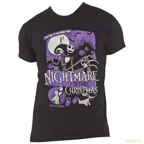 Nightmare Before Christmas - The: The Nightmare Before Christmas Unisex T-Shirt: Welcome To Halloween Town (Black) (Embellished) (XX-Large)