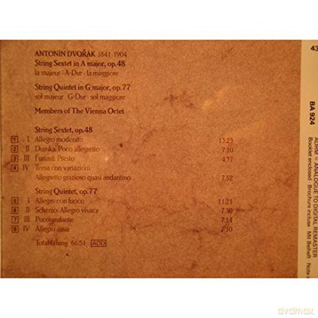 Vienna Octet: Dvor:Sextet/Quintet [CD]