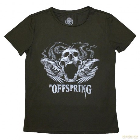 Offspring - The: The Offspring Ladies T-Shirt: Feathered Winged Skull (Green) (Medium)