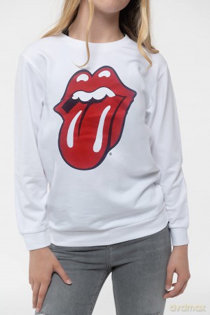 Rolling Stones - The: The Rolling Stones Kids Sweatshirt: Classic Tongue (White) (11-12 Years)