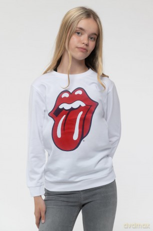 Rolling Stones - The: The Rolling Stones Kids Sweatshirt: Classic Tongue (White) (7-8 Years)