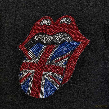 Rolling Stones - The: The Rolling Stones Kids T-Shirt: British Tongue (Black) (Embellished) (7-8 Years)