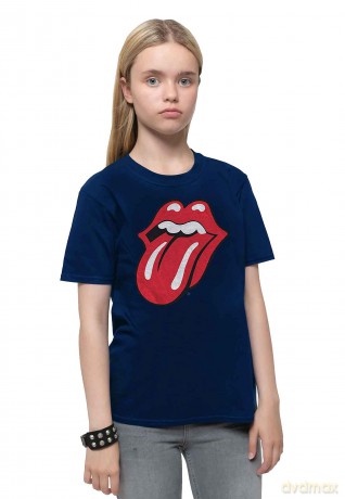 Rolling Stones - The: The Rolling Stones Kids T-Shirt: Classic Tongue (Navy Blue) (11-12 Years)