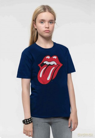 Rolling Stones - The: The Rolling Stones Kids T-Shirt: Classic Tongue (Navy Blue) (11-12 Years)