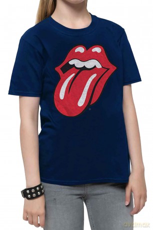 Rolling Stones - The: The Rolling Stones Kids T-Shirt: Classic Tongue (Navy Blue) (11-12 Years)
