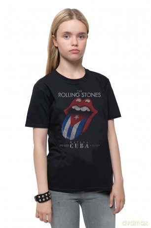 Rolling Stones - The: The Rolling Stones Kids T-Shirt: Havana Cuba (Black) (7-8 Years)