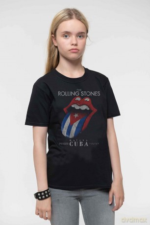Rolling Stones - The: The Rolling Stones Kids T-Shirt: Havana Cuba (Black) (7-8 Years)