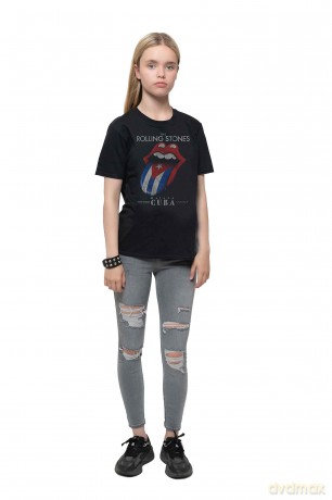 Rolling Stones - The: The Rolling Stones Kids T-Shirt: Havana Cuba (Black) (7-8 Years)