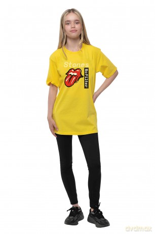 Rolling Stones - The: The Rolling Stones Kids T-Shirt: No Filter Text (Yellow) (Soft Hand Inks) (11-12 Years)